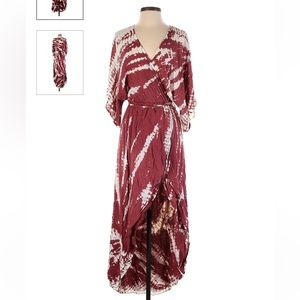 Young Fabulous & Broke Tie Dye Maxi  High Low Size Medium Brown Wrap Kimono